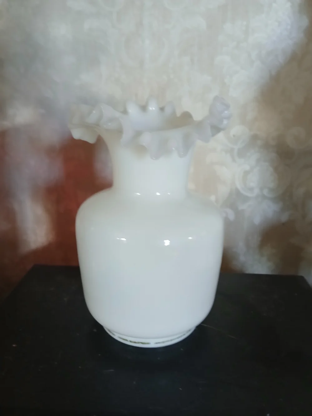 White Ruffled Glass Vase - Home Accents